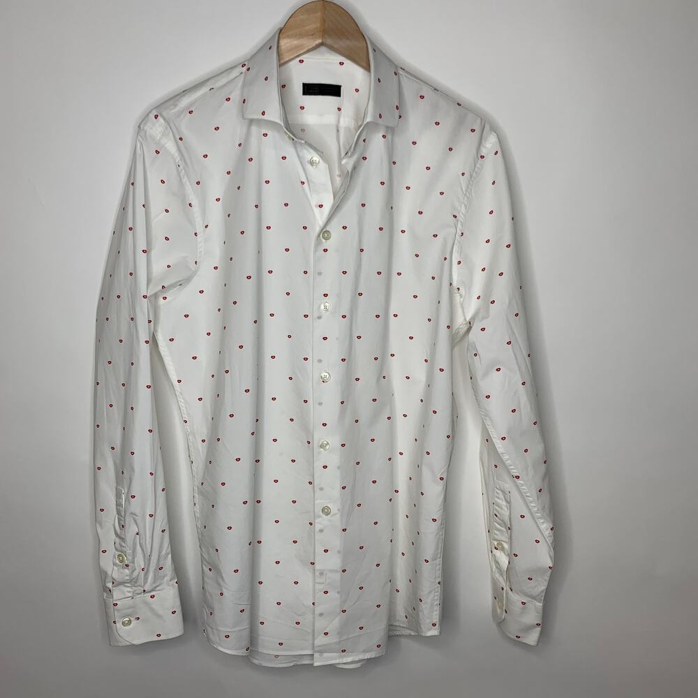 14th Union Nordstrom Lip Print Button Up Shirt Sz Medium